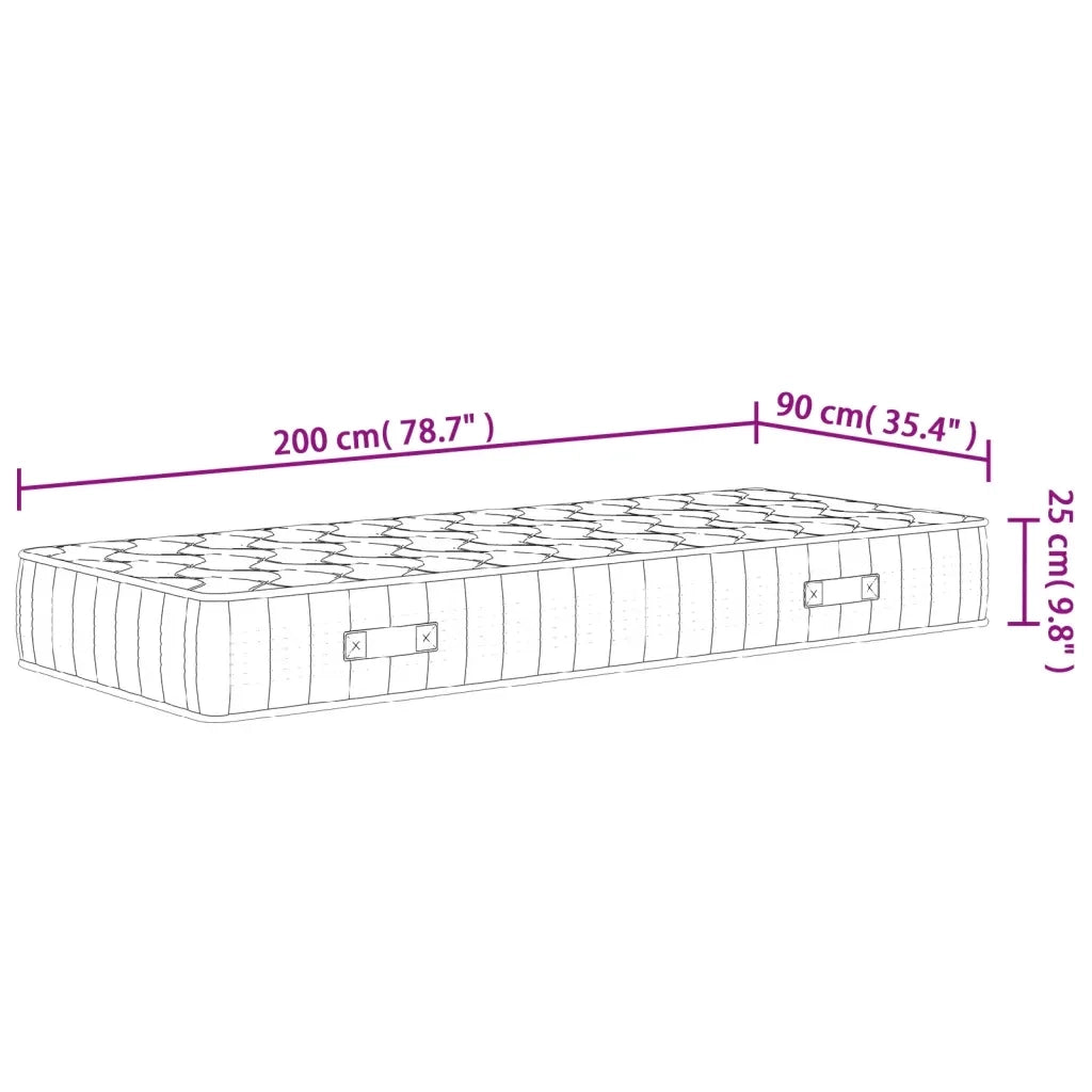 Materasso a Molle Insacchettate-Materasso per letto Medio Rigido 90x200 cm 590464