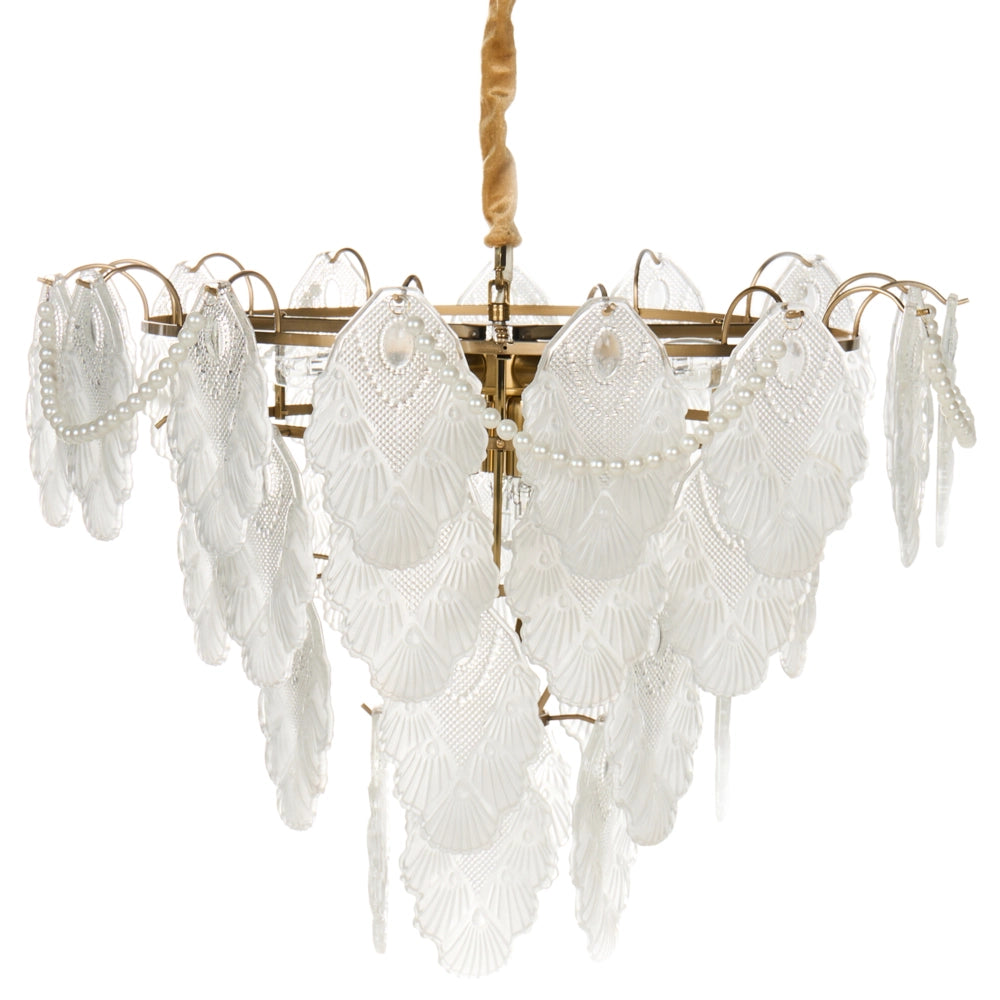 Lampadario in ottone, metallo e vetro ⌀ 46 cm Lampada a sospensione stile glamour