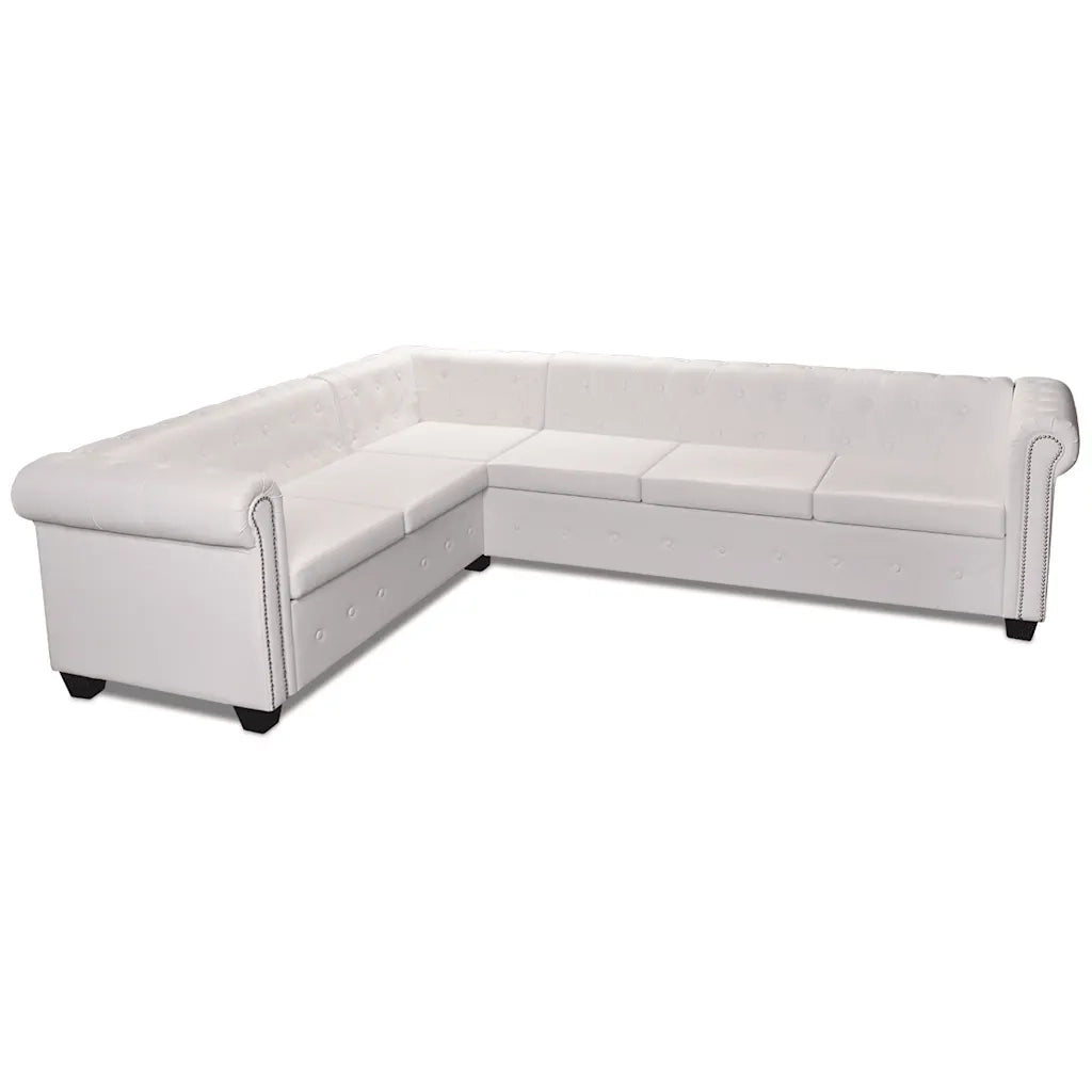 Divano Chersterfield 6 posti Pelle Artificiale Bianca  cod mxl 12542