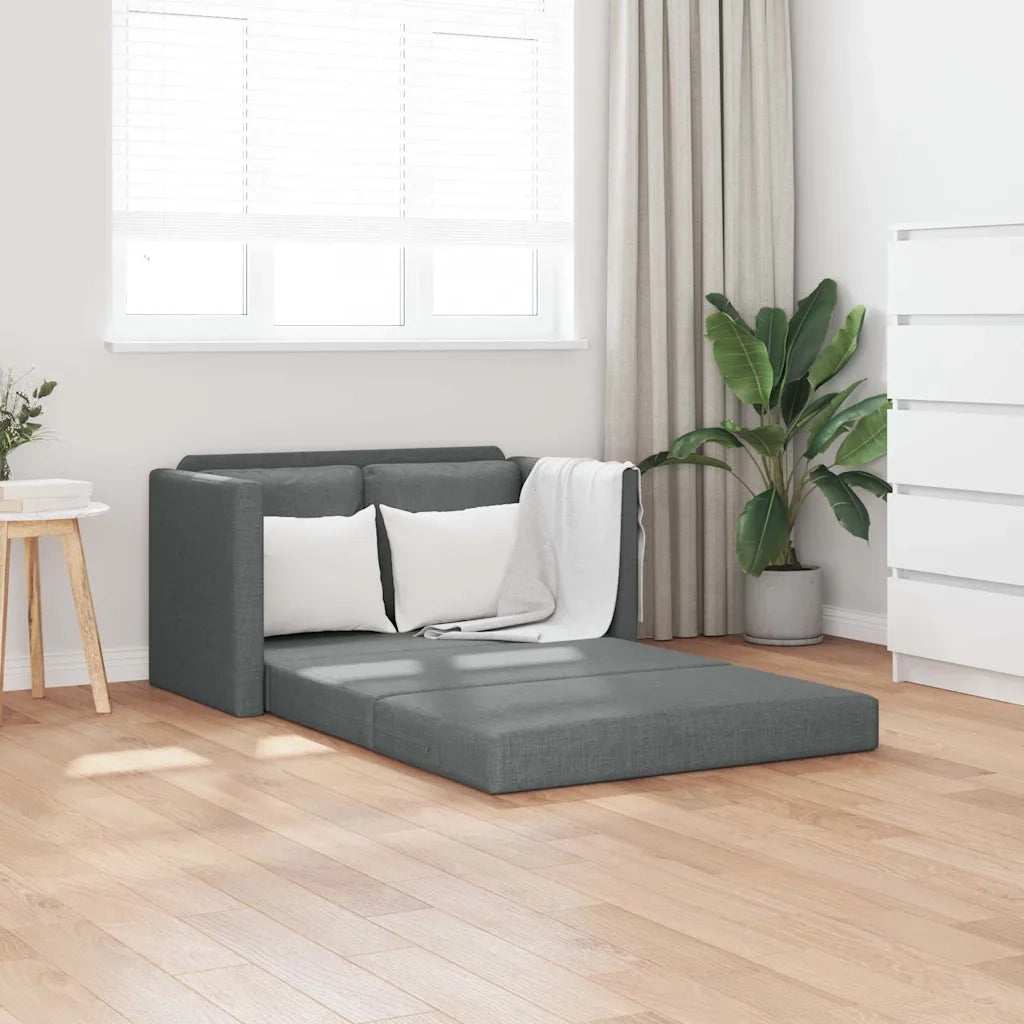 Divano Letto da Terra 2 in 1 Grigio Scuro 112x174x55 cm Tessuto 353965