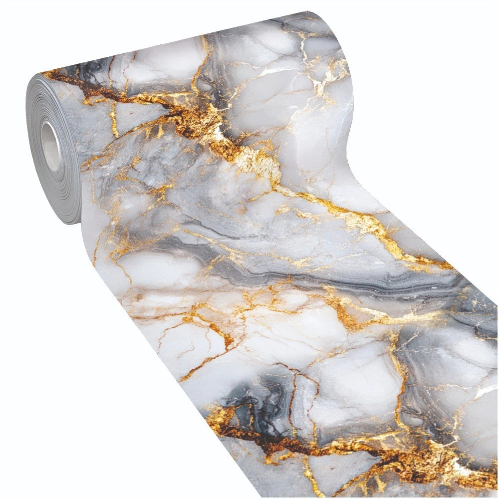 Tappeto Cucina Gomma Stampato Alta Risoluzione HD Antimacchia Antiscivolo Marmo Venato Oro - 51x160 Cm