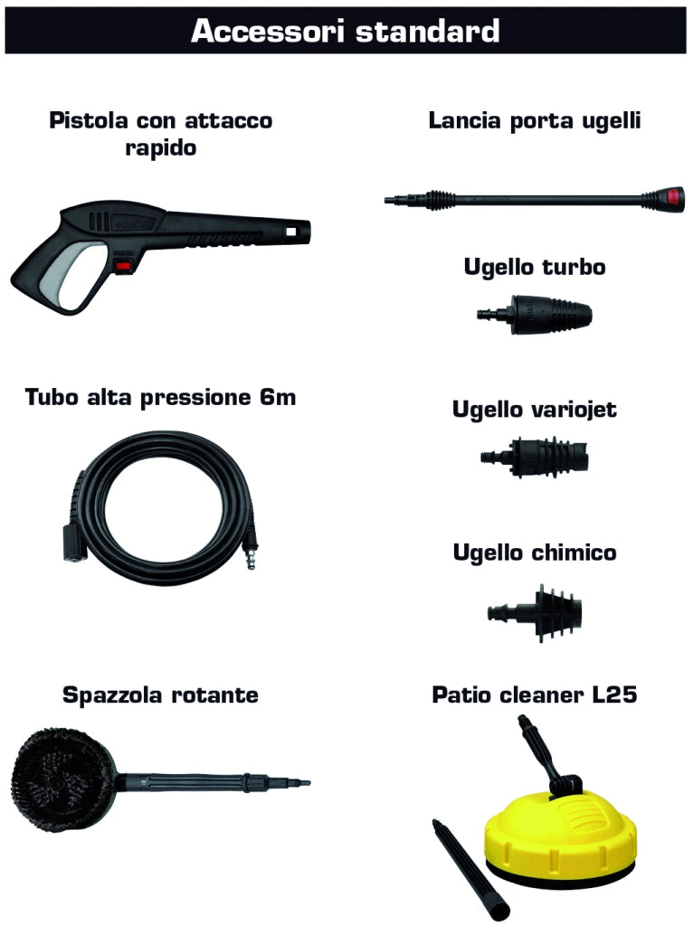 Lavorwash IDROPULITRICE AD ACQUA FREDDA PLANET 160 2.500 W con avvolgicavo, patio e spazzola
