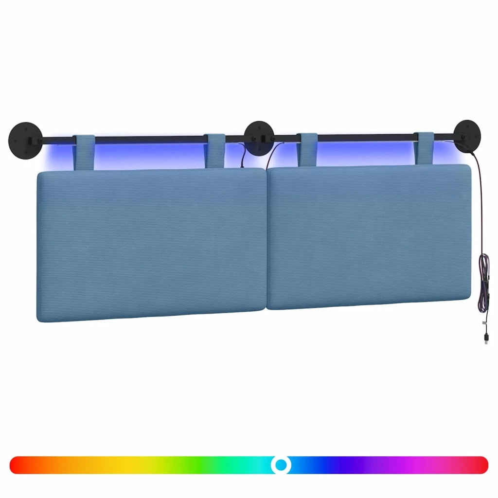 Testiera | Testata sospesa Con luce LED Blu Tessuto in Cords