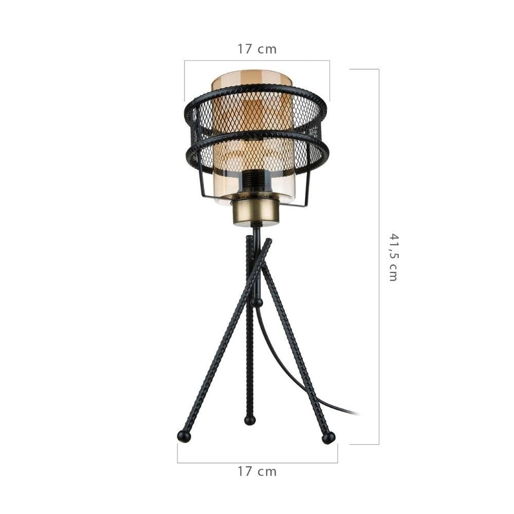 Lampada da tavolo in ferro intrecciato paralume vetro Grande MDL3713