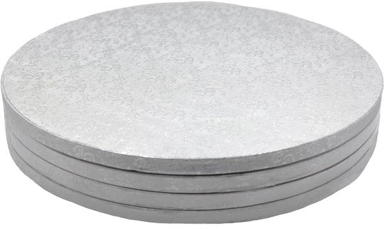 Torta rotonda con fondo riciclabile - 4 pezzi - Argento - 30 cm