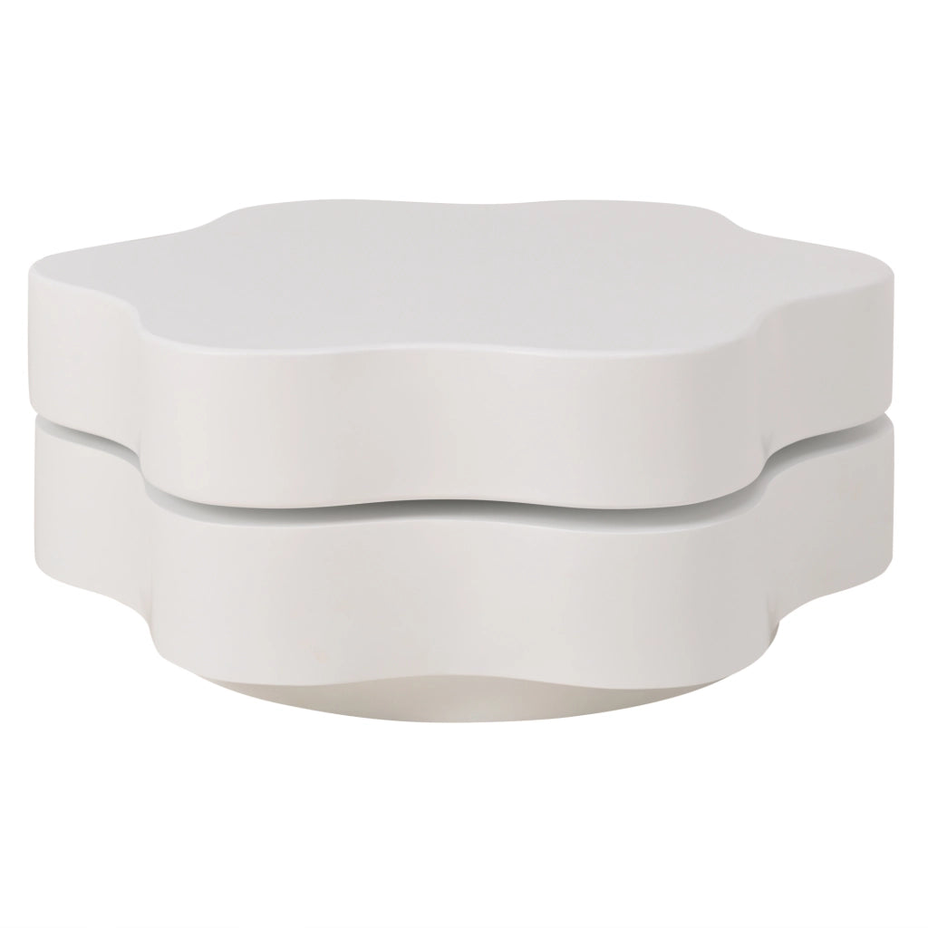 Tavolino da caffè 74.8x67.5x31 cm girevole a 360° in MDF bianco crema
