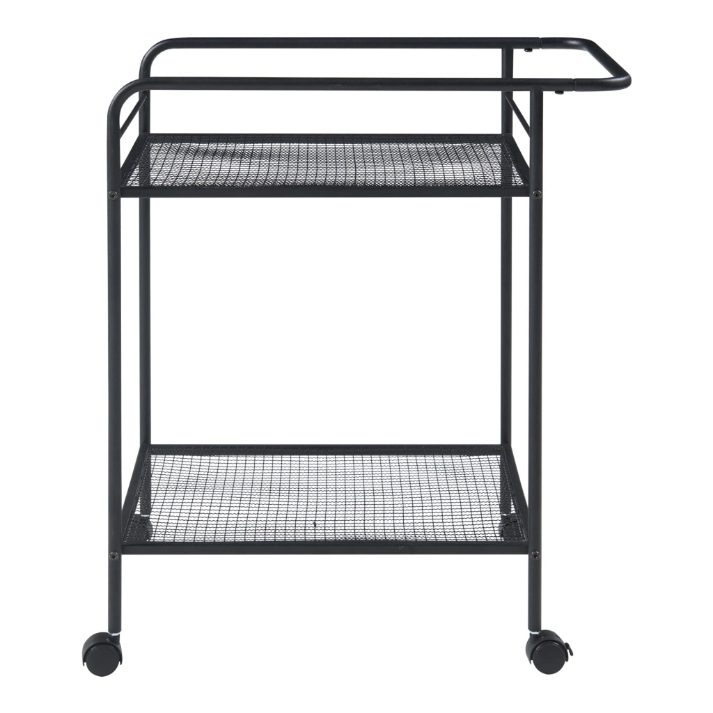 Carrello di servizio mobile contenitore per cucina/soggiorno Hole con 2 ripiani 72 x 62 x 45 cm metallo nero 03_0009223