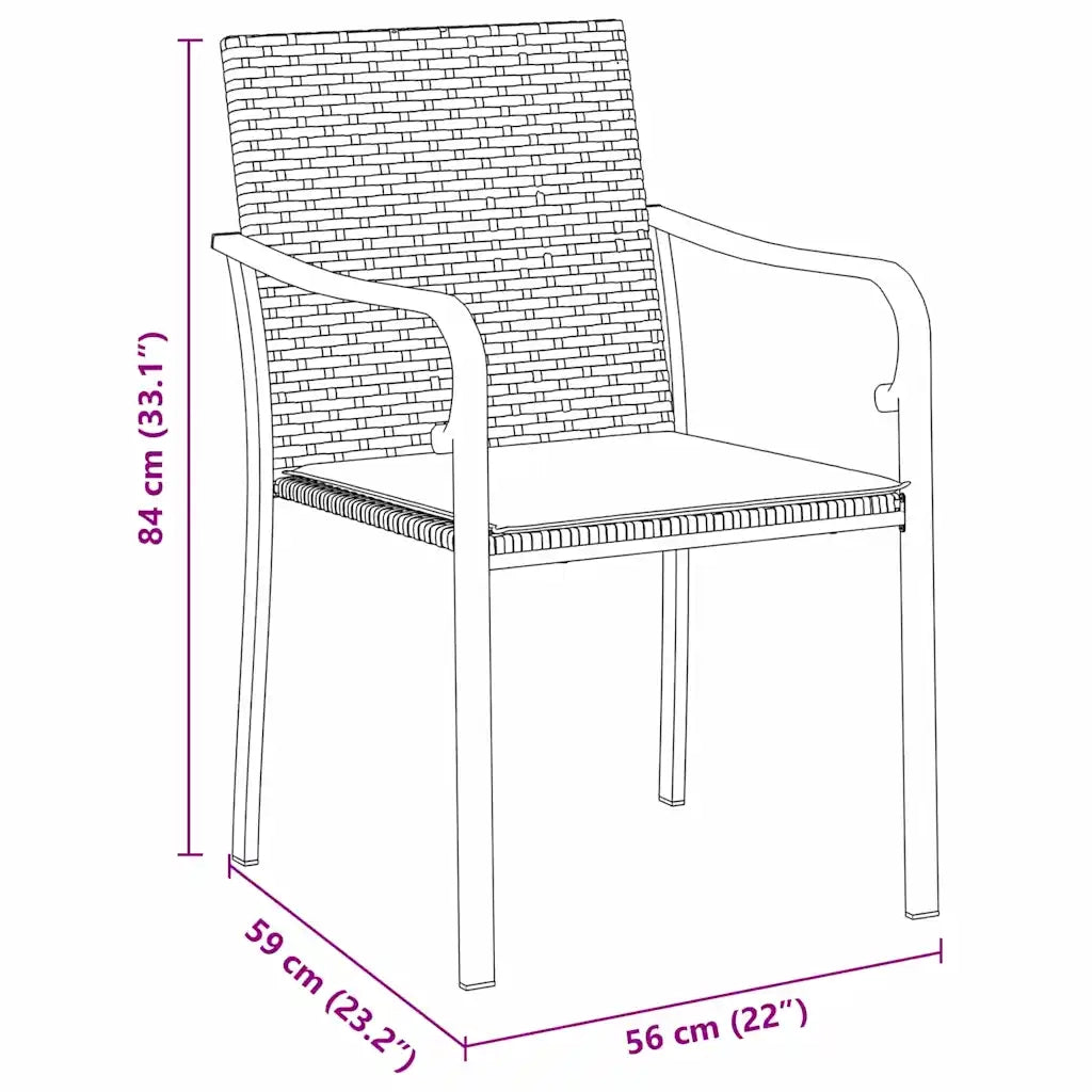 Set da Pranzo per Giardino 9 pcs Marrone e Nero Rattan in PE 3379050