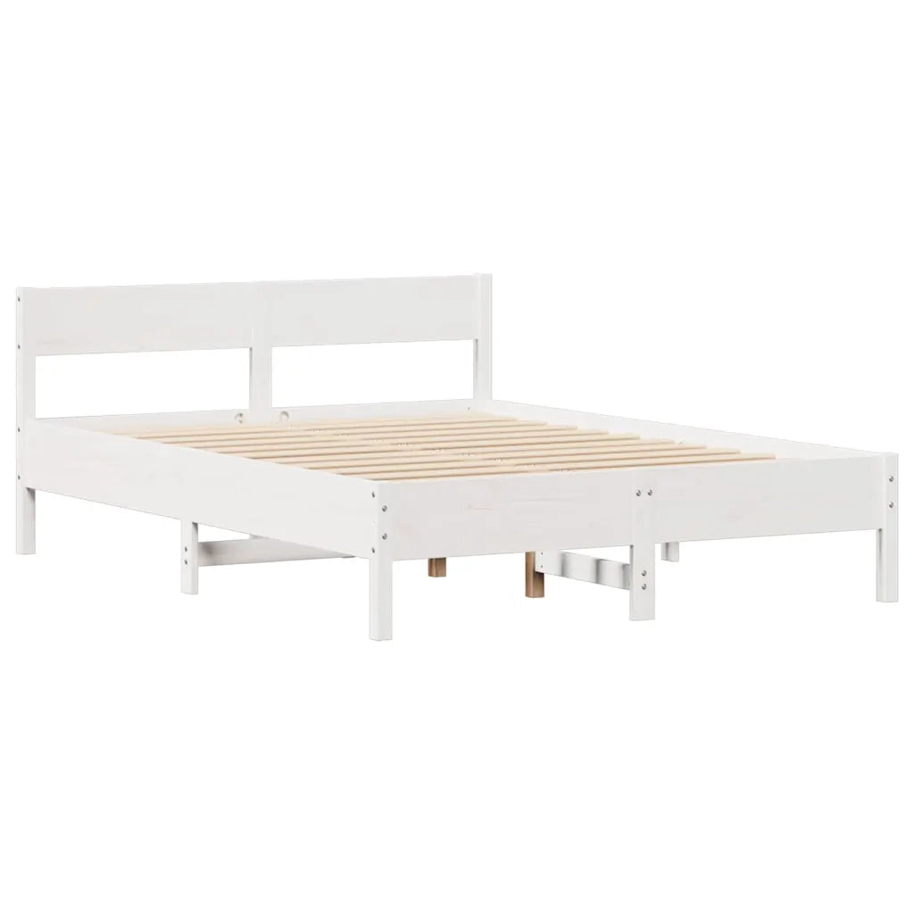 Letto senza Materasso-Struttura Letto Bianco 140x200 cm Legno Massello di Pino 539476