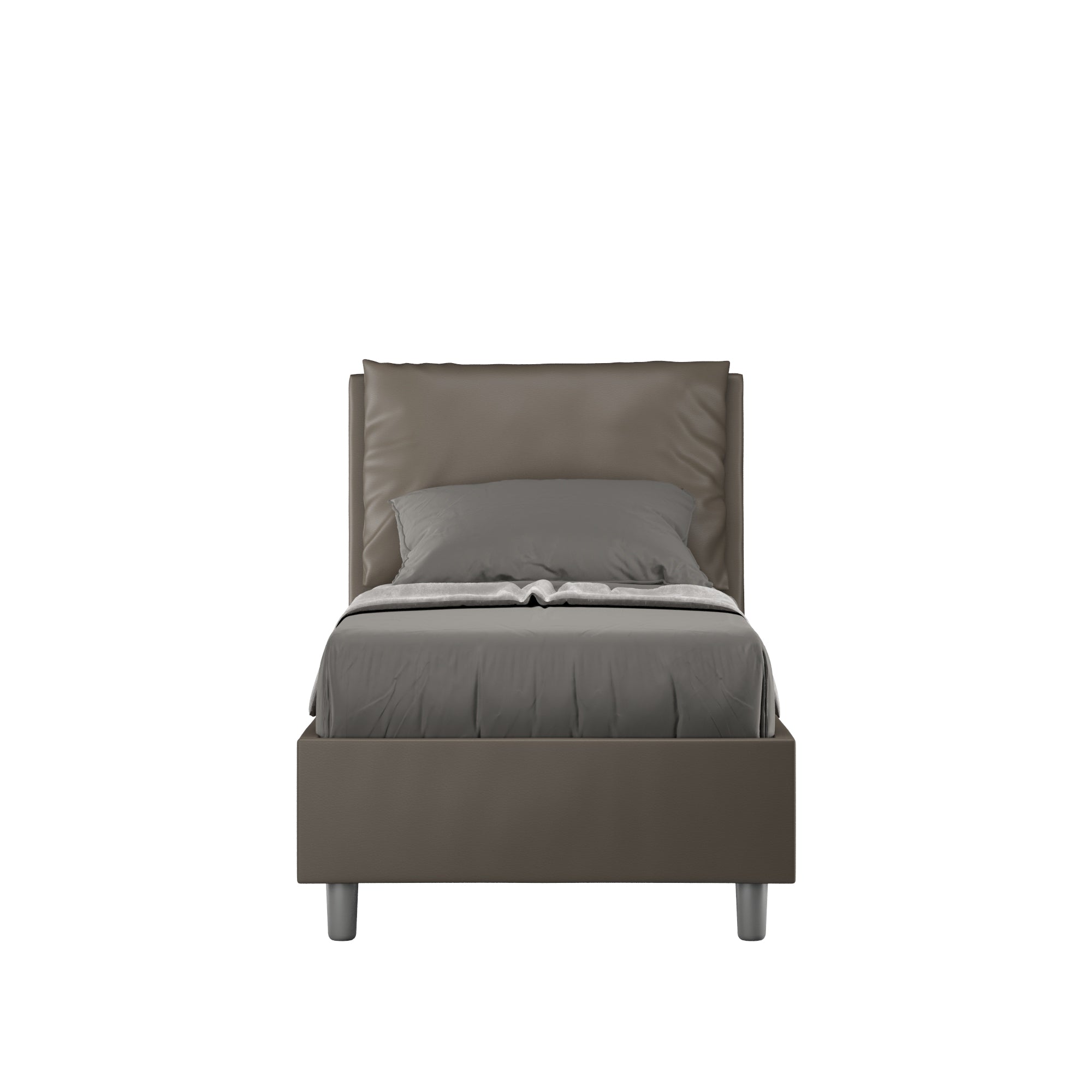 Letto Singolo 80x190 cm con Rete e Contenitore Antea Cappuccino