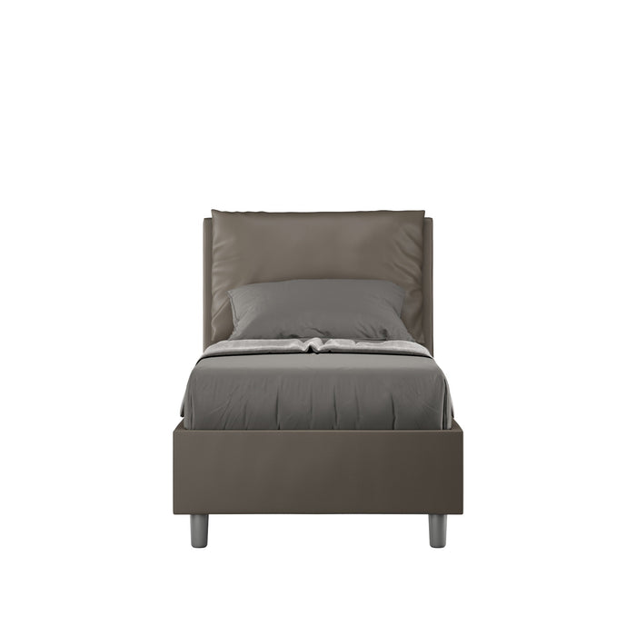 Letto Singolo 80x210 cm con Rete e Contenitore Antea Cappuccino