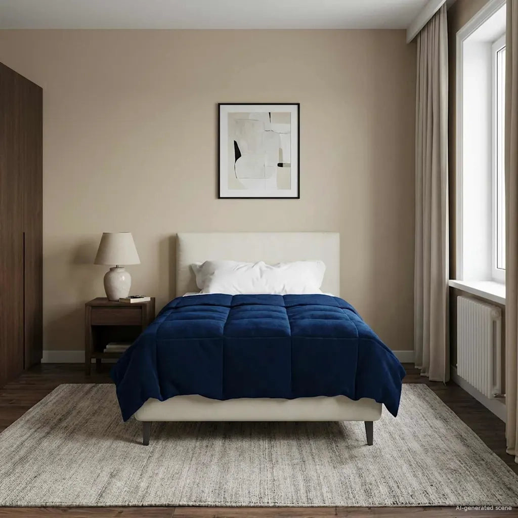 Piumone | Duvet Estivo Trapuntato Blu Scuro 135 x 200 cm Microfibra