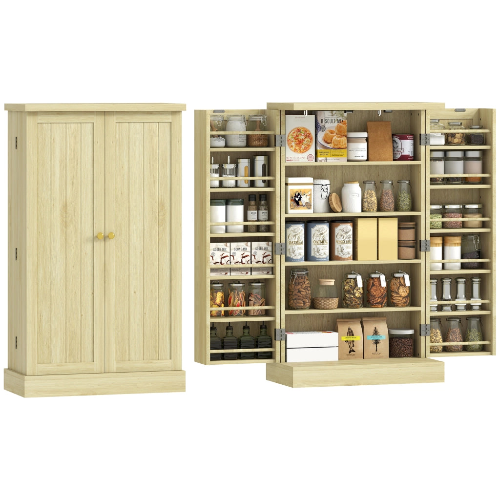 Dispensa 104 cm. 12 rastrelliere spezie. ripiani regolabili. legno naturale.