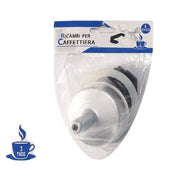 Trade Shop - Kit 4pz Ricambi Filtro Guarnizione Manico Imbuto Caffettiera Moka Misura 3 Tazze -