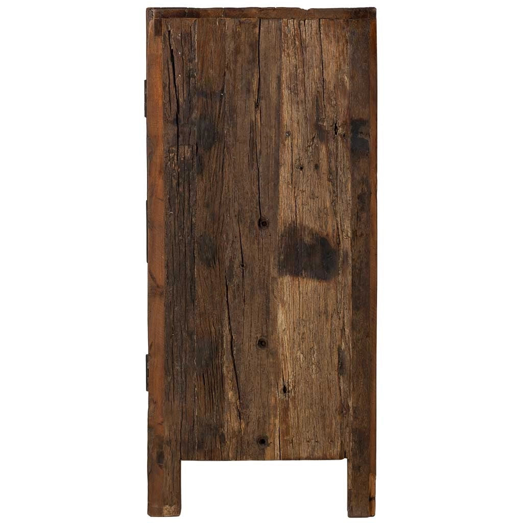 Credenza artigianale in legno con 4 ante marrone, 170x40x90h cm