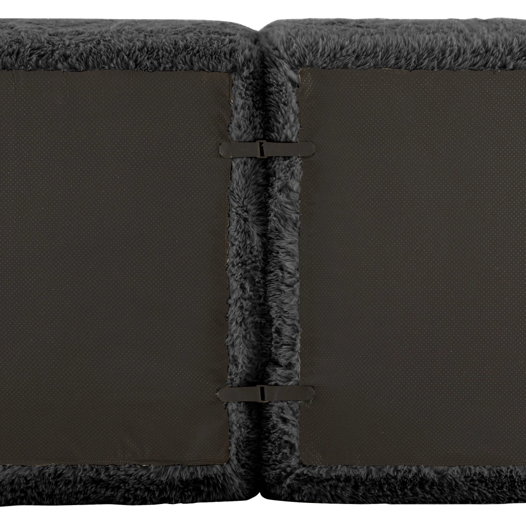 Divano modulare angolare a U in tessuto plush 291x179x73 cm; nero