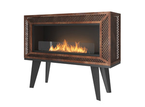 Camino a Bioetanolo da Pavimento 100x47 cm Industrial Marrone con Vetro