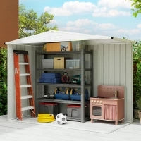 Capanno da Giardino Porta Attrezzi in Acciaio Zincato con 2 Porte, 246x117x180 cm, Grigio Scuro