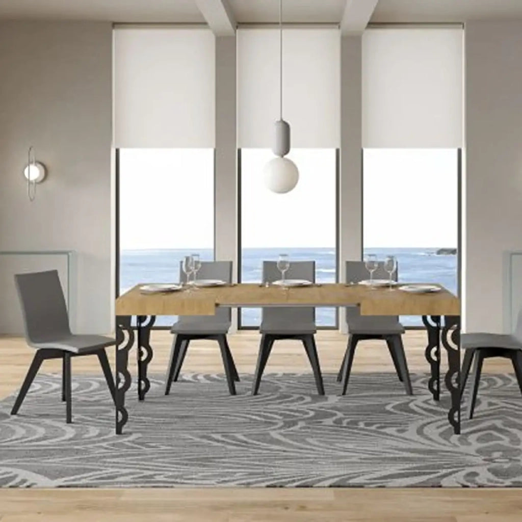 Tavolo allungabile 110/194x70 cm Karamay colore quercia natura gambe antracite