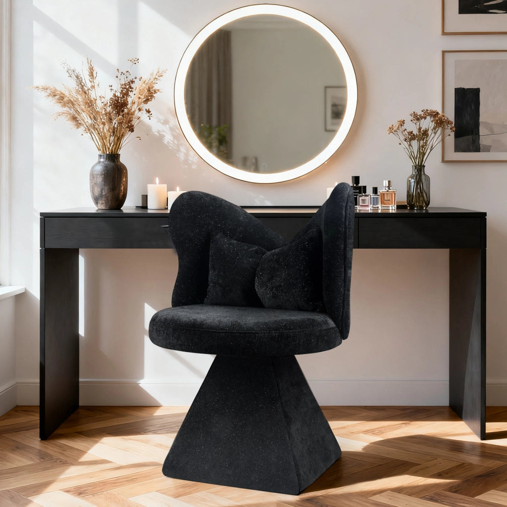 SEDIA Girevole 52x52x46 cm Tessuto Nero