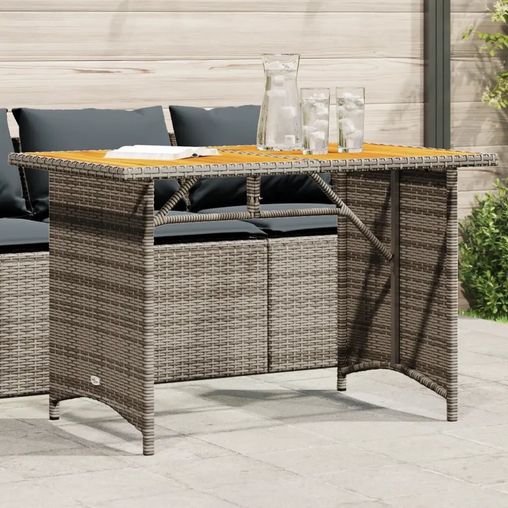 vidaXL Tavolo da Giardino Piano in Legno Grigio 110x68x70cm Polyrattan