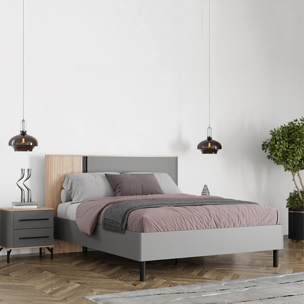 Letto Matrimoniale Banff, Letto Matrimoniale Dimensione Materasso 160x200 cm, Grigio Scuro