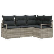 Set di divani 4 pz | Set Salotto da Giardino Grigio chiaro polyrattan