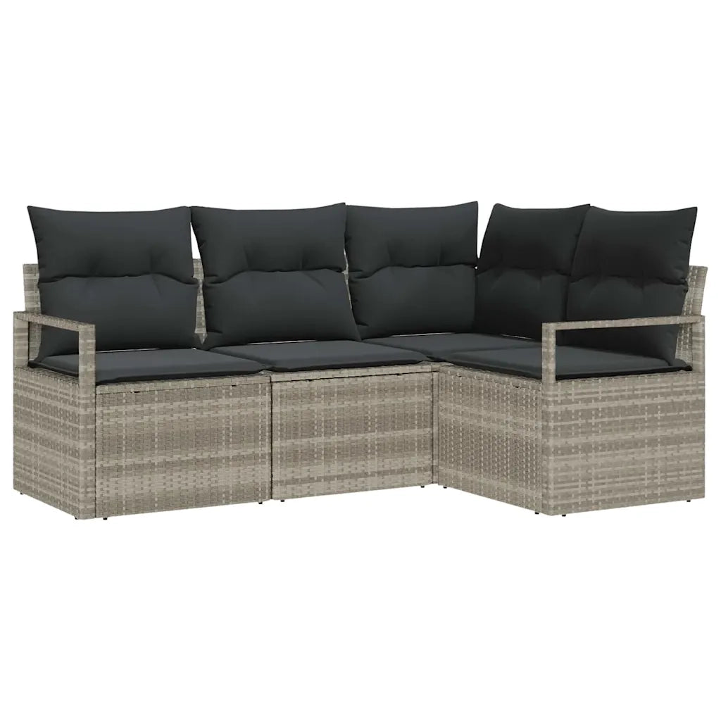 Set di divani 4 pz | Set Salotto da Giardino Grigio chiaro polyrattan