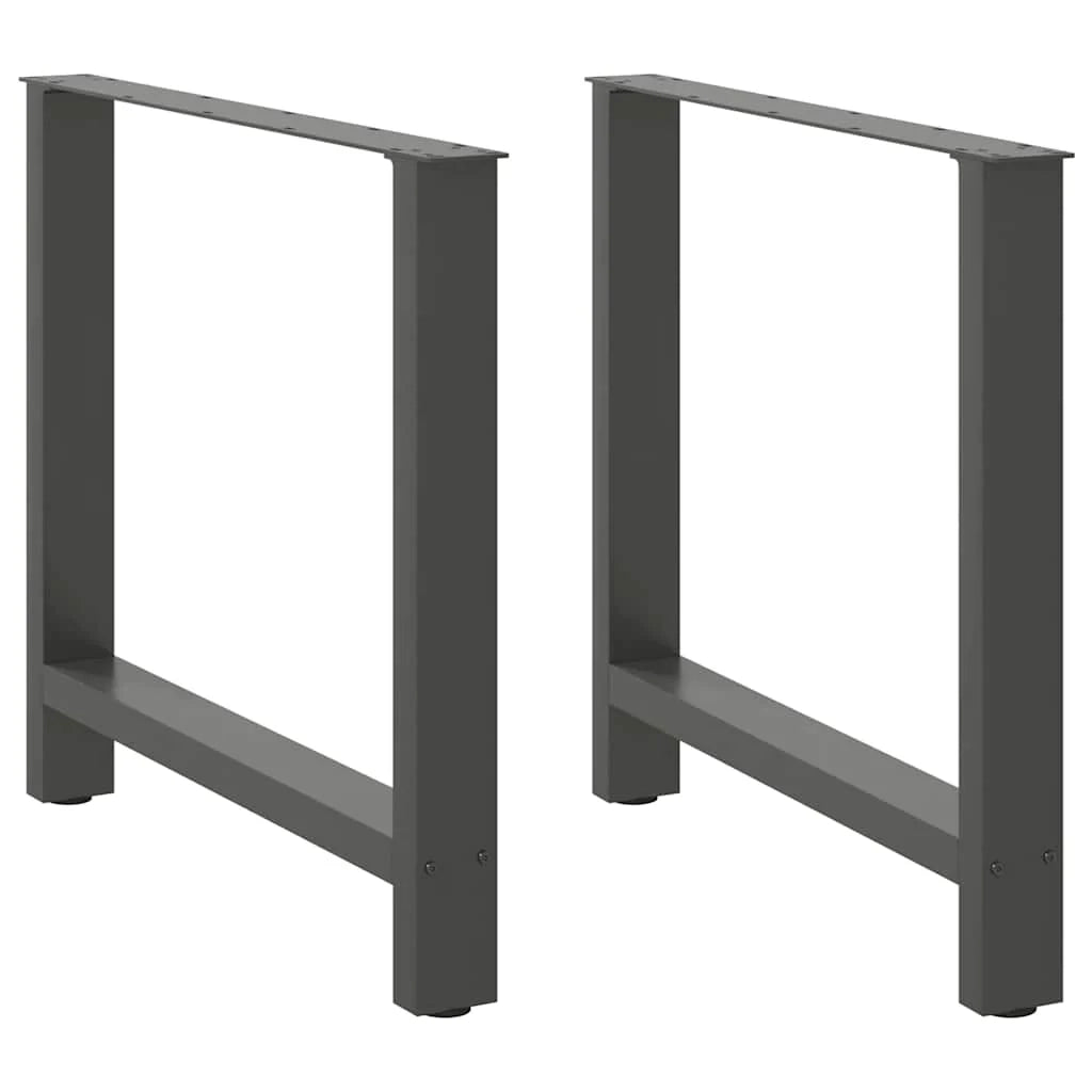 Set di 2 gambe quadrate per tavolo da pranzo 70 x 72 cm con piedini regolabili stile moderno acciaio antracite 02_0057550