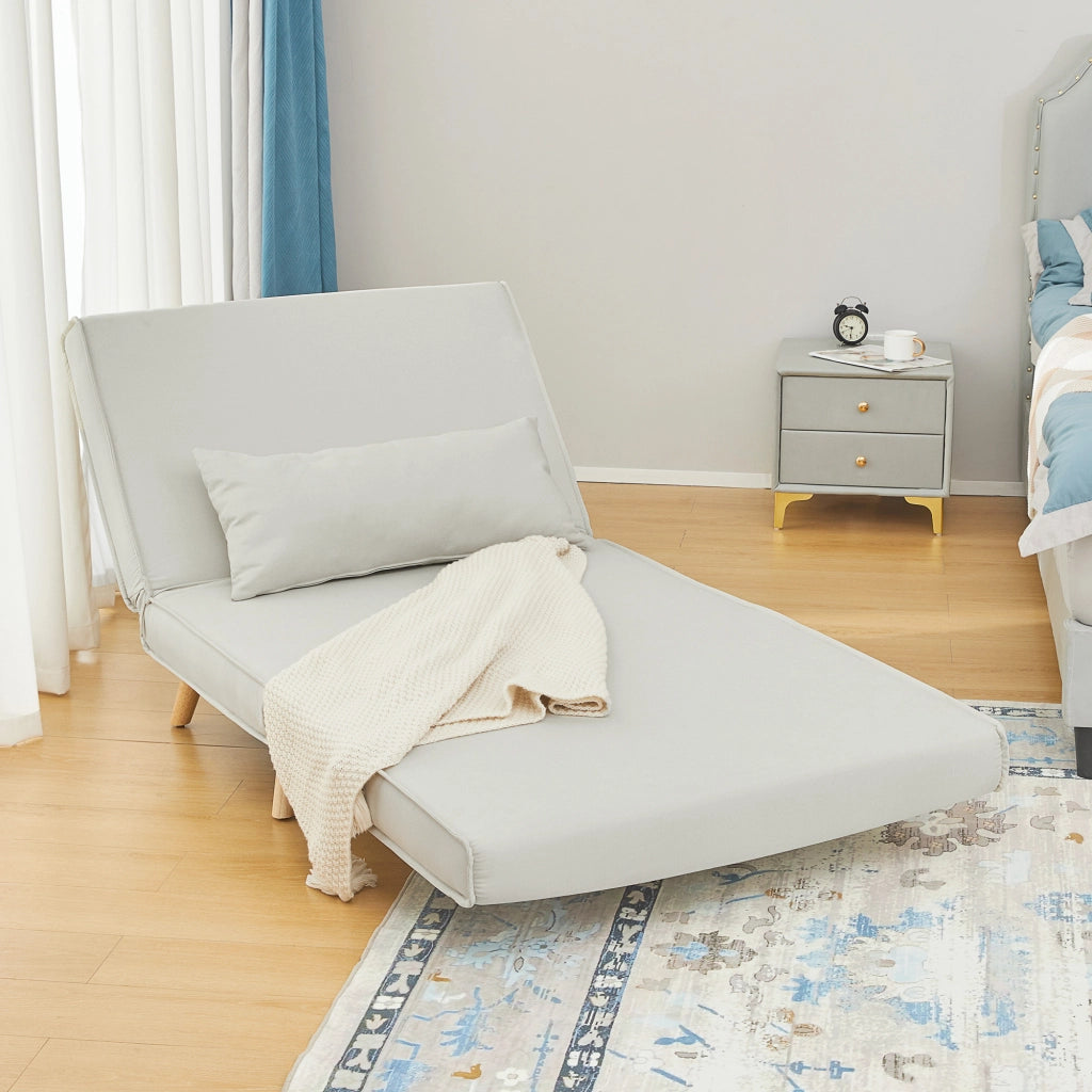 Divano letto singolo con cuscino e piedi pieghevoli ¨C zephmum ¨C bianco 120 kg
