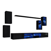 Set di mobili da soggiorno SWITCH XXV – LED – Nero lucido – Design sospeso