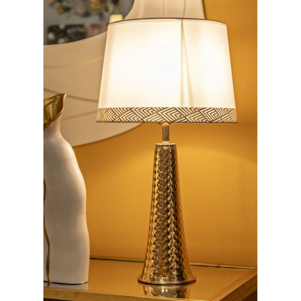 Lampada da Tavolo VKH903, Bianco, Tessuto, 30x30x54 cm