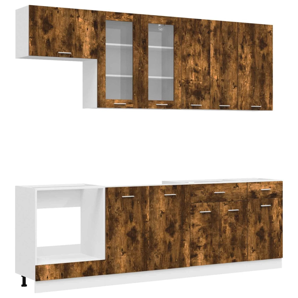 Unità Cucina LYON 8 pz Rovere Fumo Legno ingegnerizzato 3438207