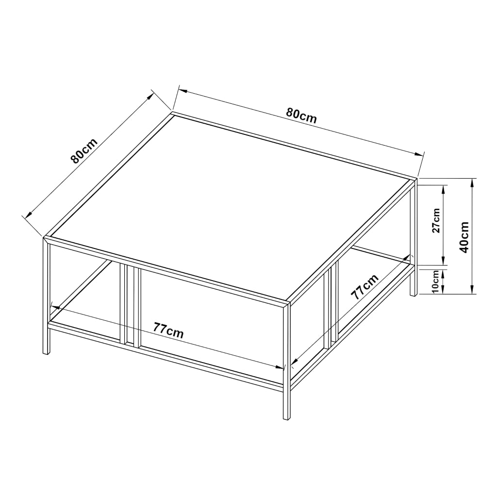 Tavolino Basso Kumlinge in Metallo con Ripiano 40 x 80 x 80 cm Bianco [en.casa]