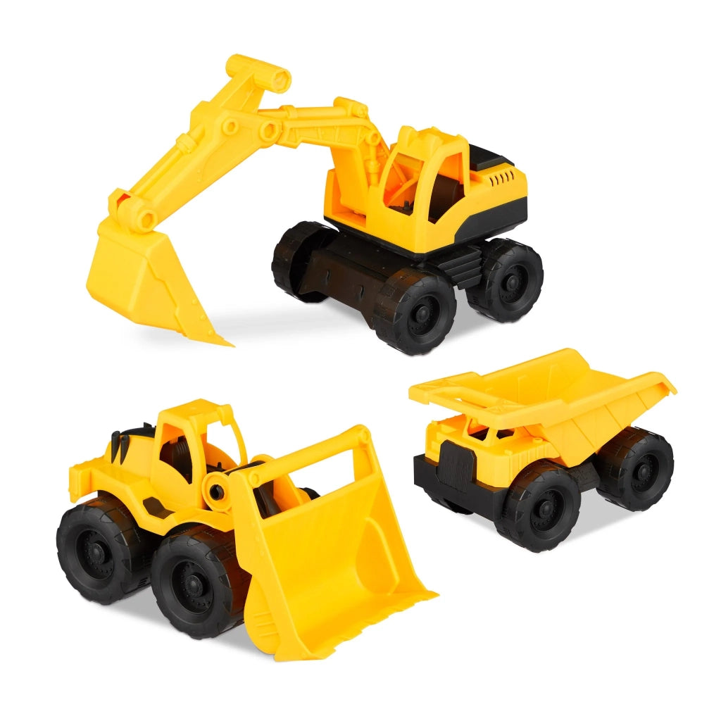 Set di 3 giocattoli veicoli da cantiere colorati sabbiera 30 x 10 x 10 cm in plastica gialla 13_0003987