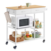Carrello da cucina su ruote isola cucina mobile 45 x 60 x 90 cm con cassetto e 2 ganci per sala da pranzo rovere beige e bianco opaco 12_0008028