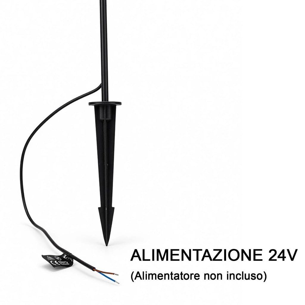 Lampione con Picchetto LED 0.5W Basso Consumo 24V Lampioncino Stelo di Luce Naturale 4000K Giardino Terreno Cespugli altezza 90cm