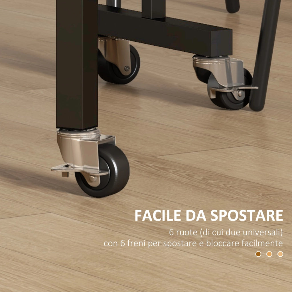 Tavolo pieghevole con rotelle per 4-6 persone ¨C Xylo ¨C legno e acciaio 120x80x73 cm grigio