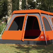 Tenda a Cupola 10 Persone-Tenda da campeggio Grigio e Arancione a Rilascio Rapido