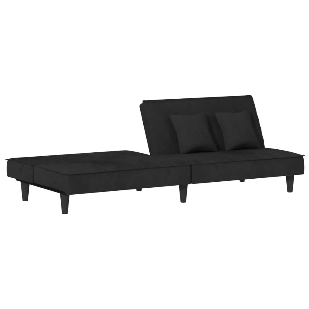 Divano letto 200 x 89 x 70 cm velluto nero 02_0019833
