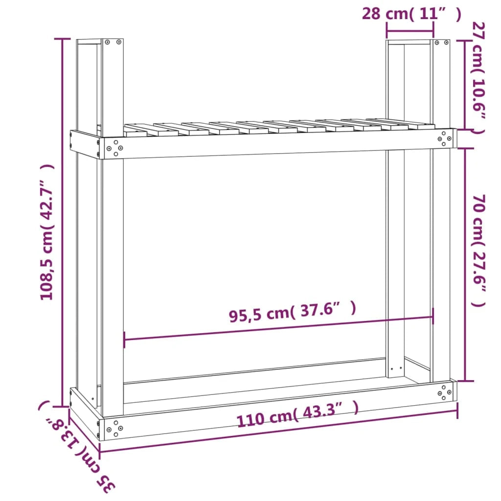 Portalegna porta-legna organizer portaoggetti 110 x 35 x 108,5 cm legno di abete Douglas naturale 02_0045118
