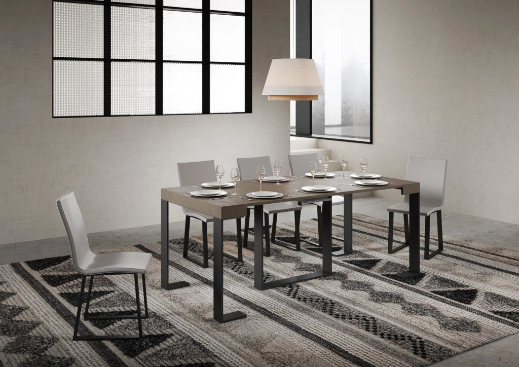 Consolle Allungabile 90-300x40x77 cm Futura Tortora Telaio Antracite