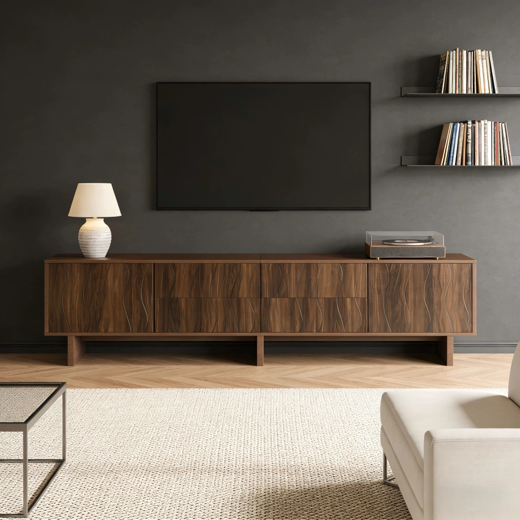 Mobile TV con Cassetti e Ante ¨C Xylo ¨C Noce, 180x40x56 cm, fino a 75 Pollici