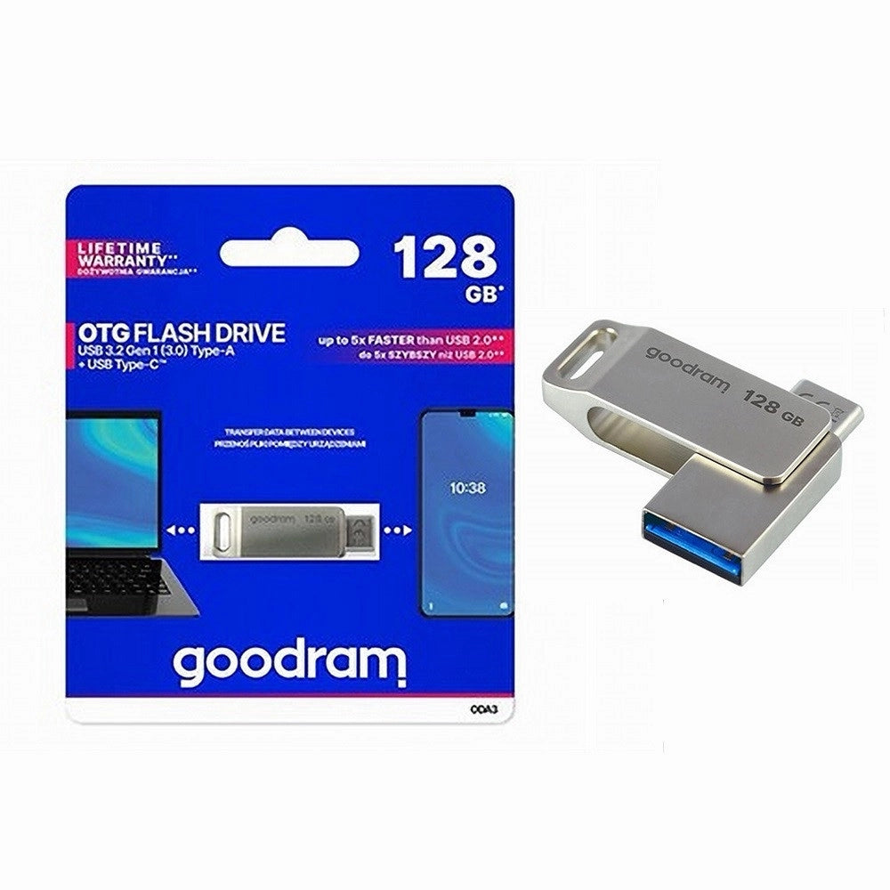 Trade Shop - Pen Drive 128 Gb Usb 3.2 Gen 1 3.0 Type-a + Usb Type C Dual Drive Otg Oda3-128gb -
