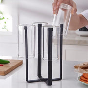 Flessenrek afdruiprek opvouwbare metalen flessenhouder per Sodastream e per flessini. Flessenstandaard per afdruipaggio in cucina (nero).