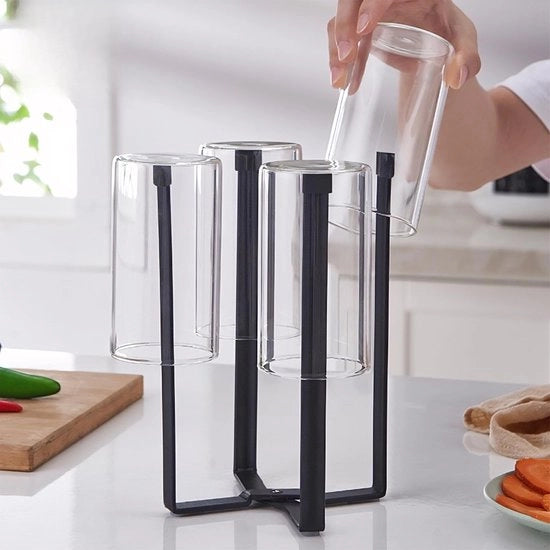 Flessenrek afdruiprek opvouwbare metalen flessenhouder per Sodastream e per flessini. Flessenstandaard per afdruipaggio in cucina (nero).