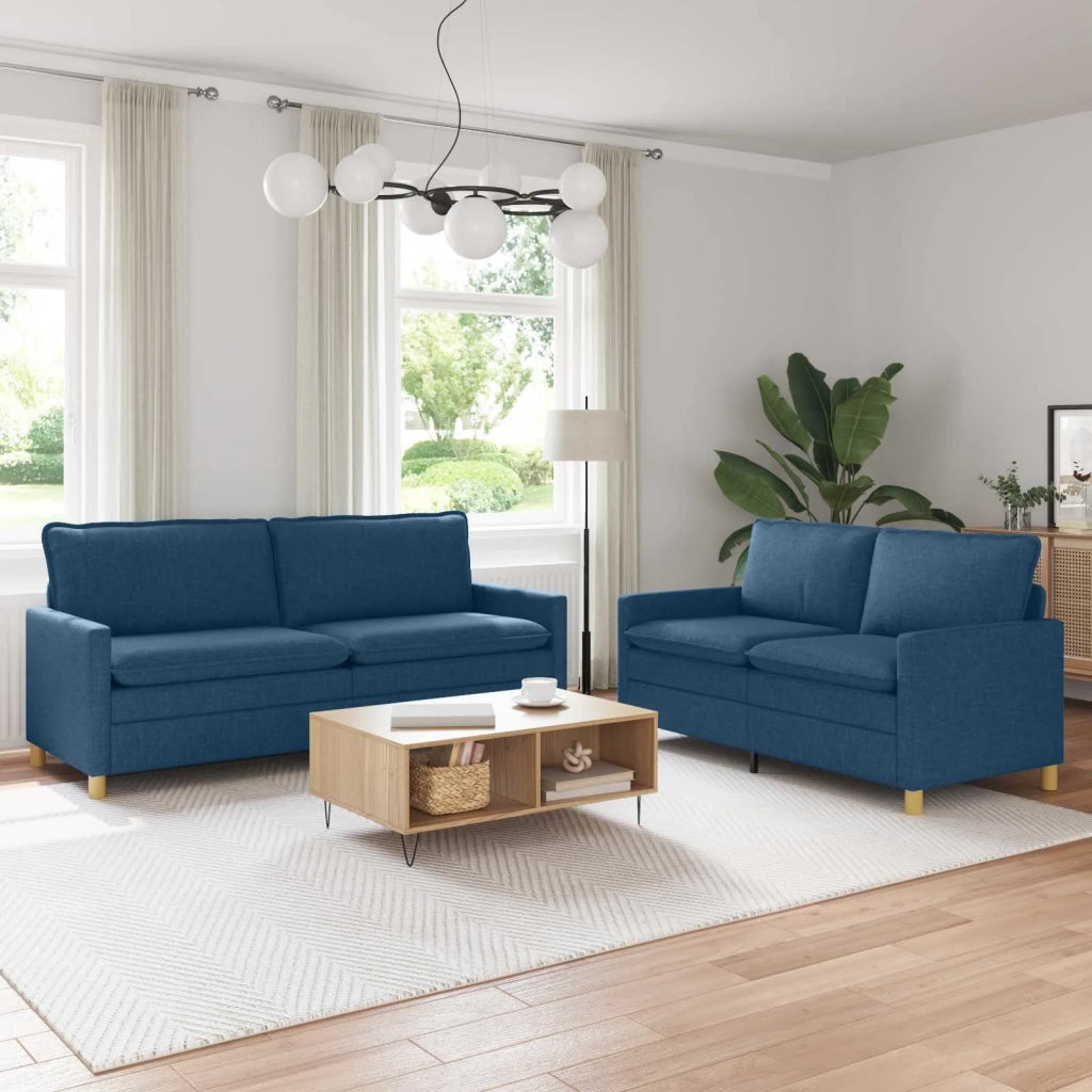 Set di divani 2 pz Blu Tessuto 3417144
