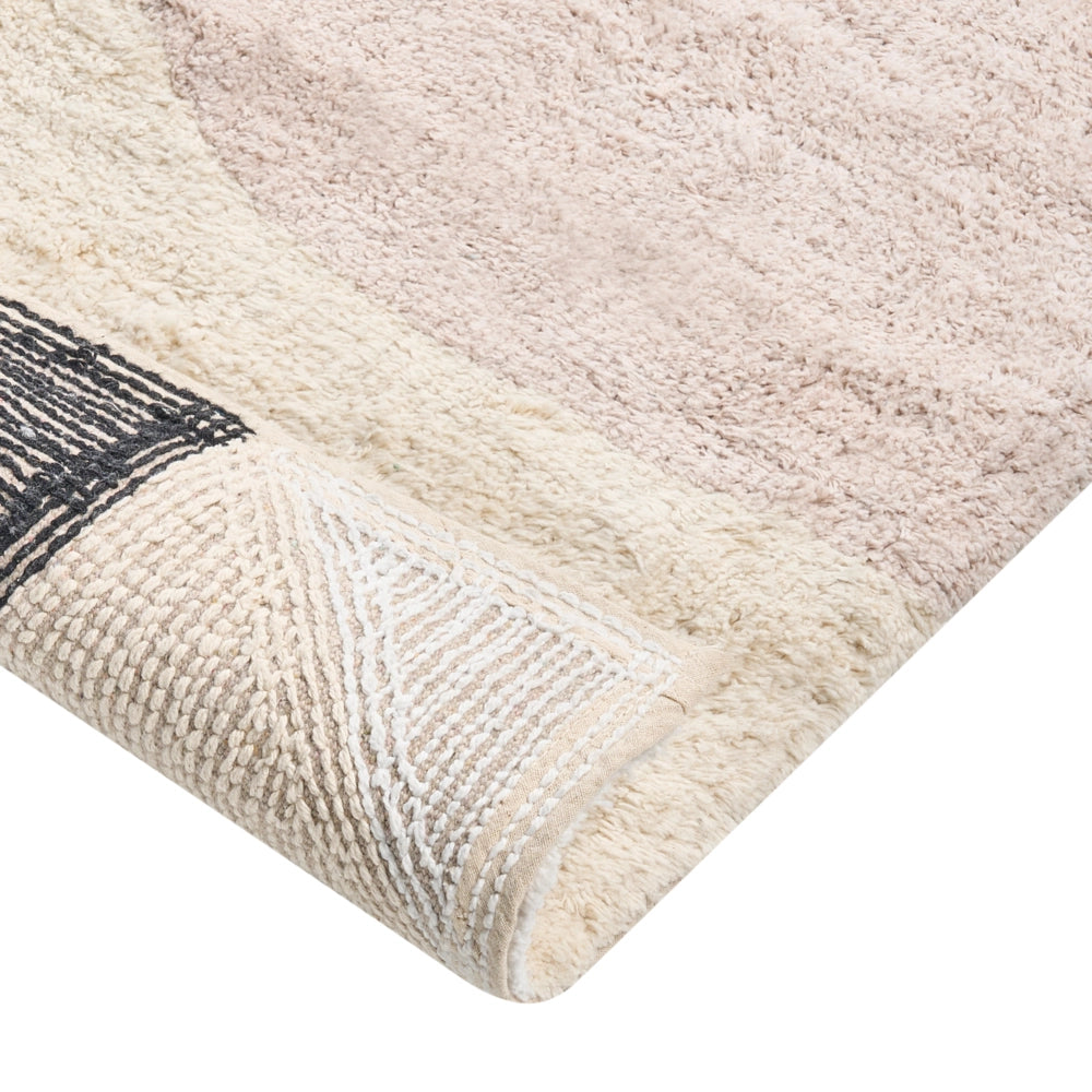 Tappetino da bagno moderno in cotone rettangolare 60 x 90 cm Motivo geometrico Accessori da bagno Beige