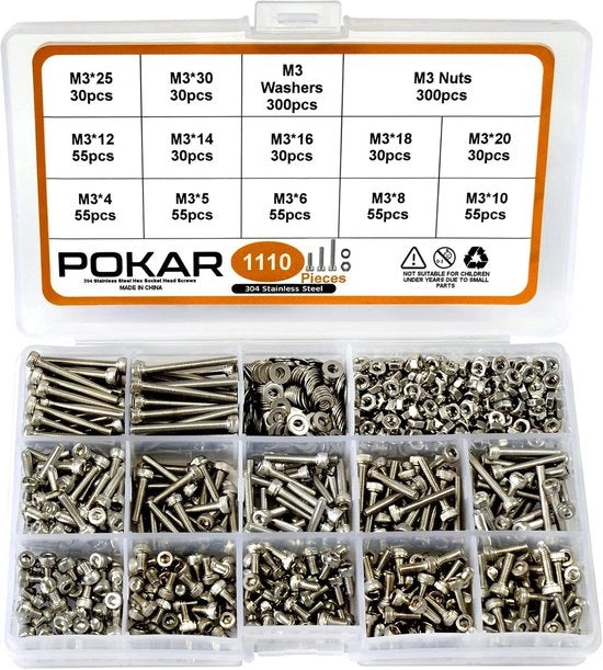 Assortimento di viti a 3 gomiti interne M3 con 1110 pezzi