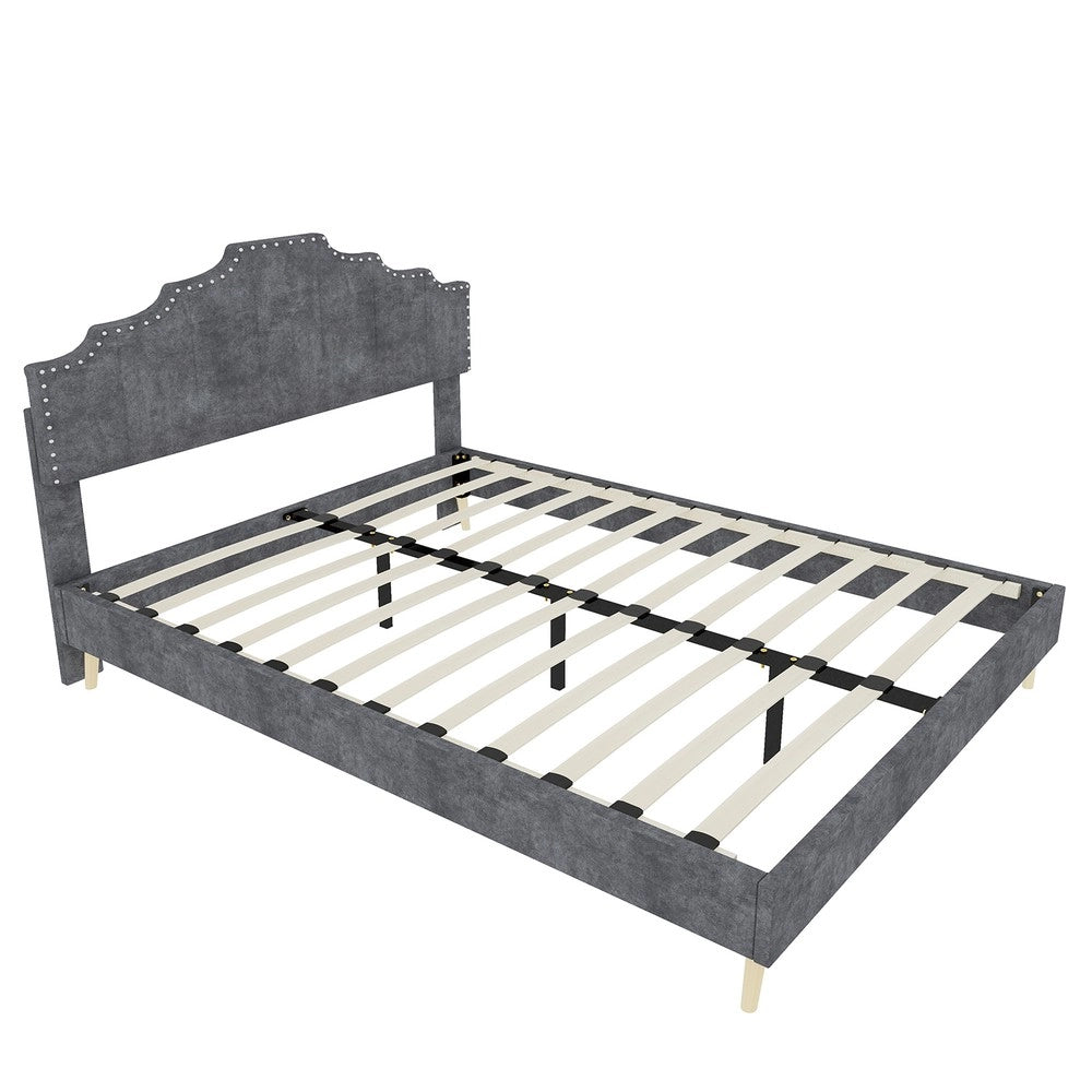 Letto Contenitore Imbottito ¨C MINIMAL ¨C Grigio, 140x200, con materasso